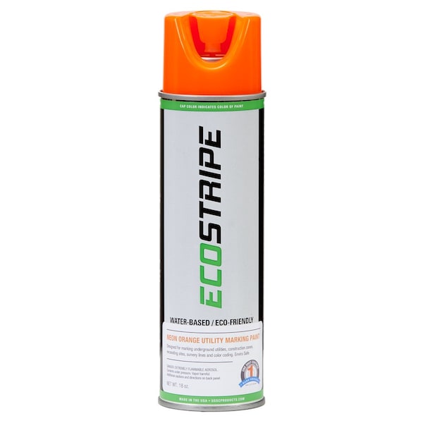 One Shot 1 Shot Eco Stripe Water Based Utility Marking Paint 180Z Fluorescent Orange By Bare Ground 1S-UMP - main